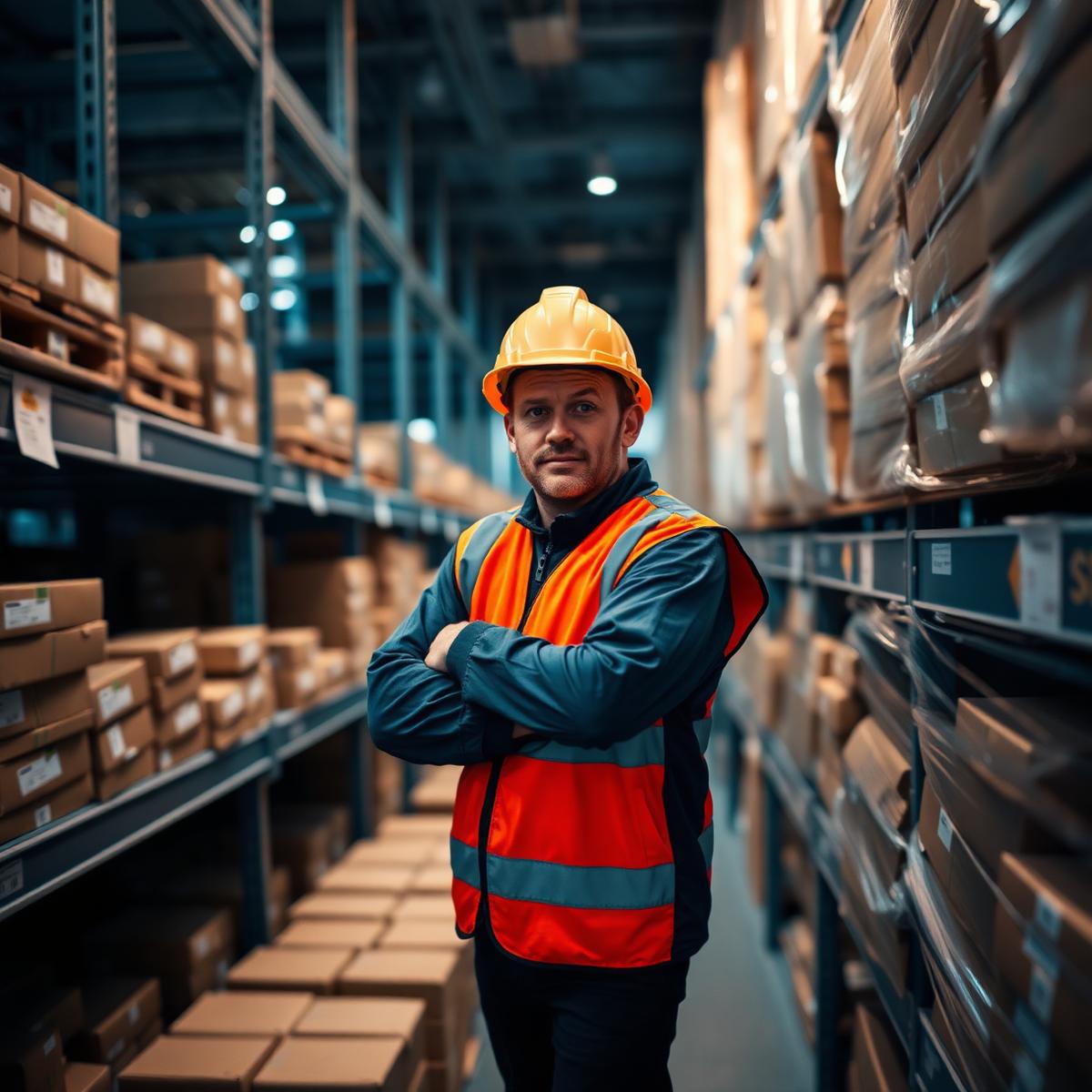 Warehouse worker on shift